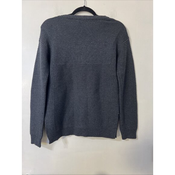 Bebe NWT Sweater Sz M Dark Gray Longsleeve Lace Up V-Neck - Picture 4 of 9